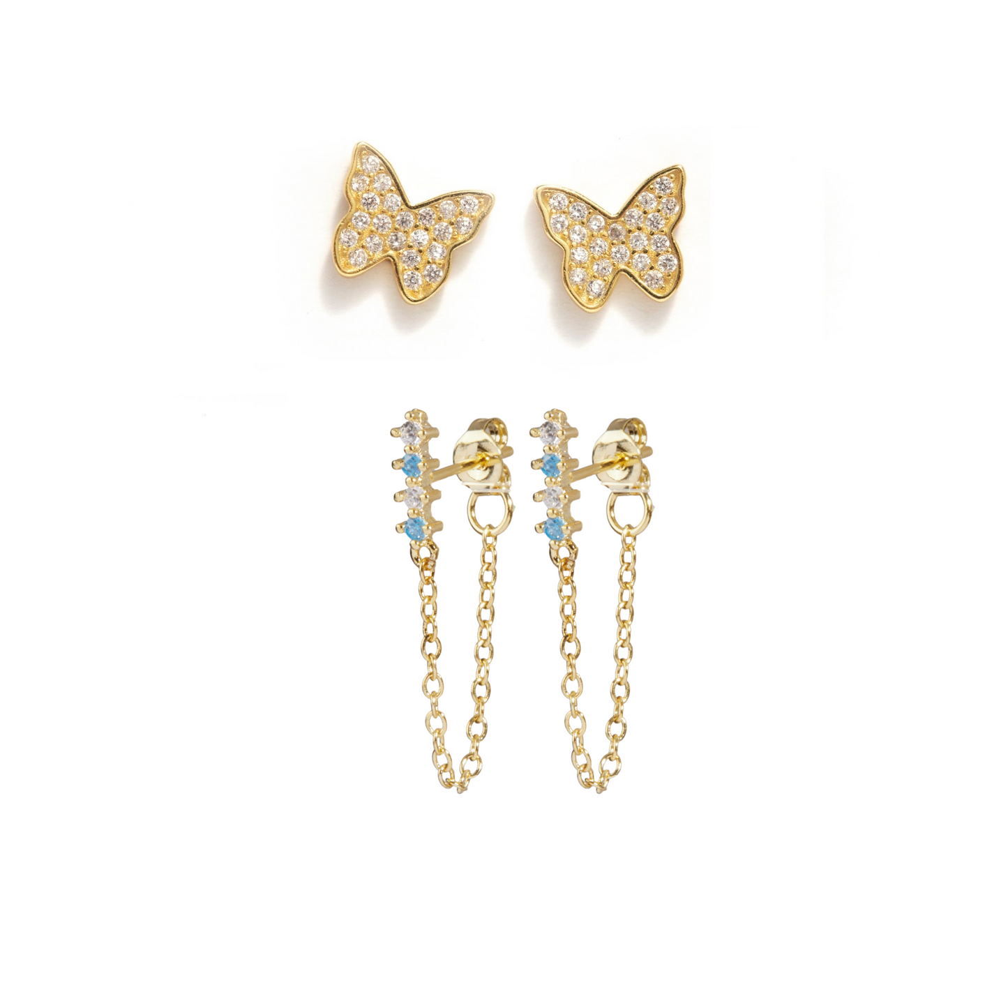 Butterfly Blue Earrings Set