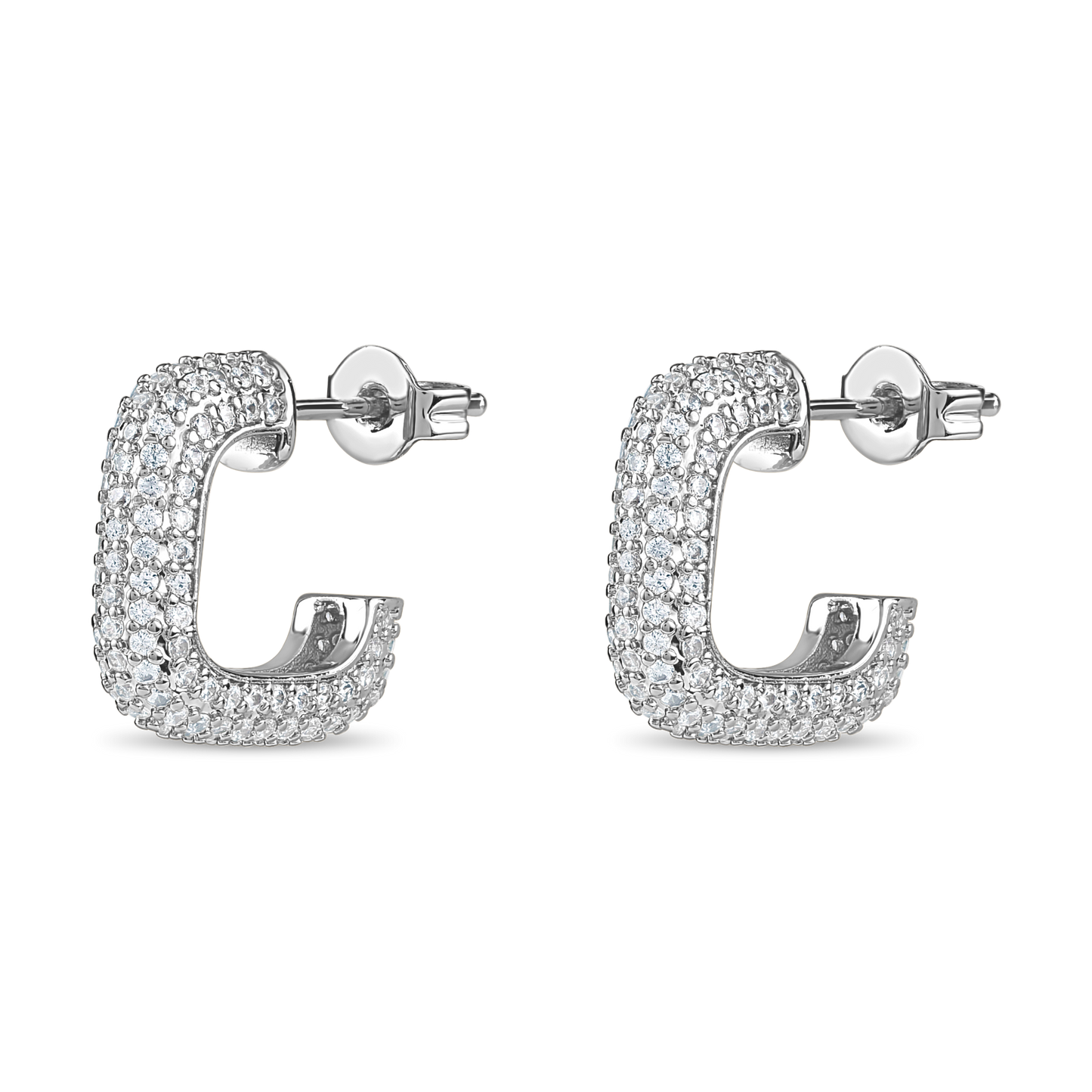 Square Pave Hoops