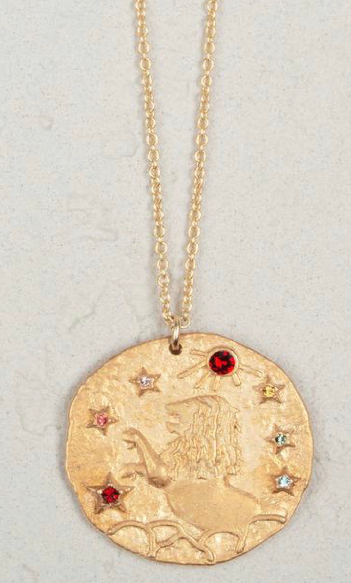 Jeweled Zodiac Coin Necklace