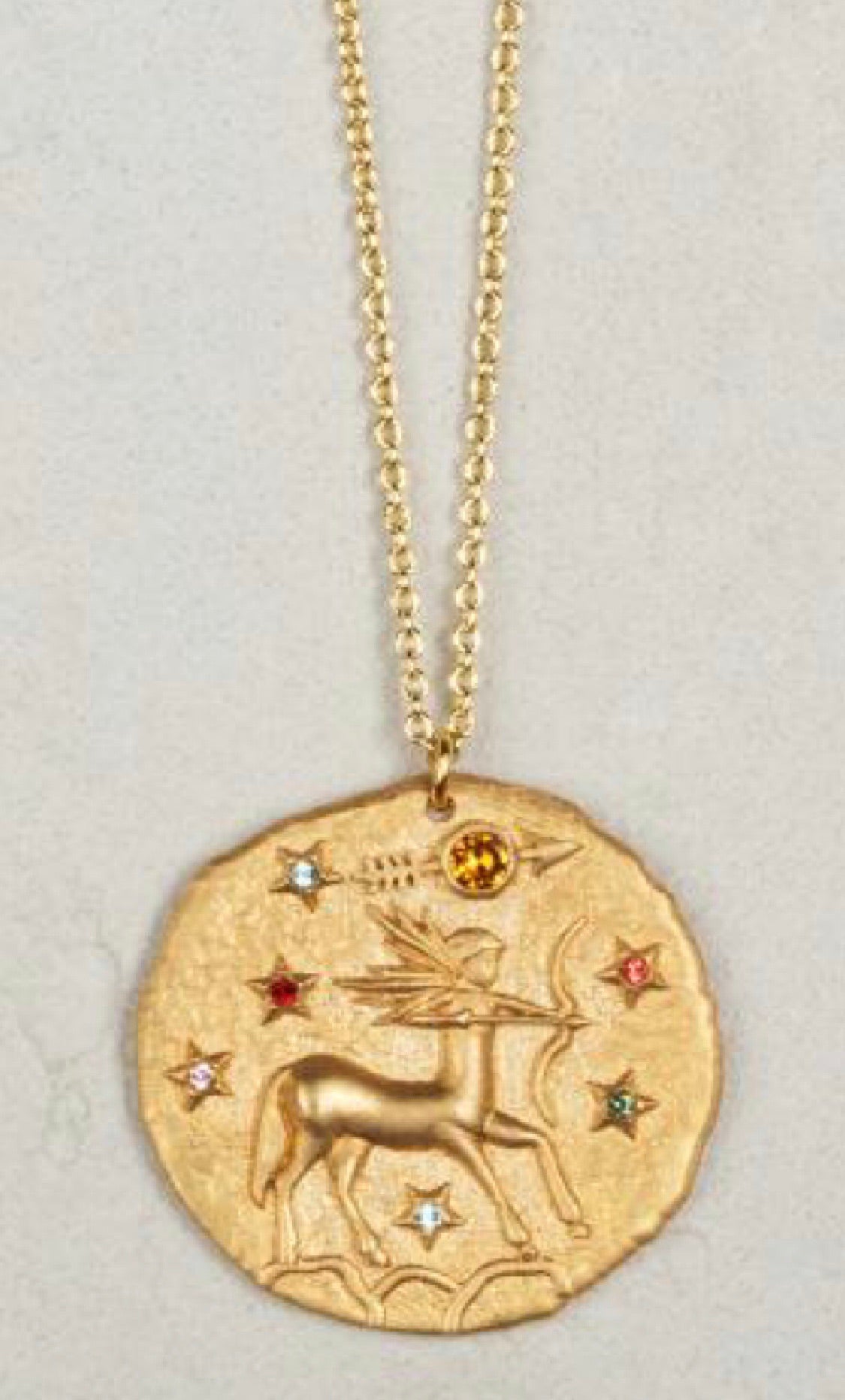 Jeweled Zodiac Coin Necklace