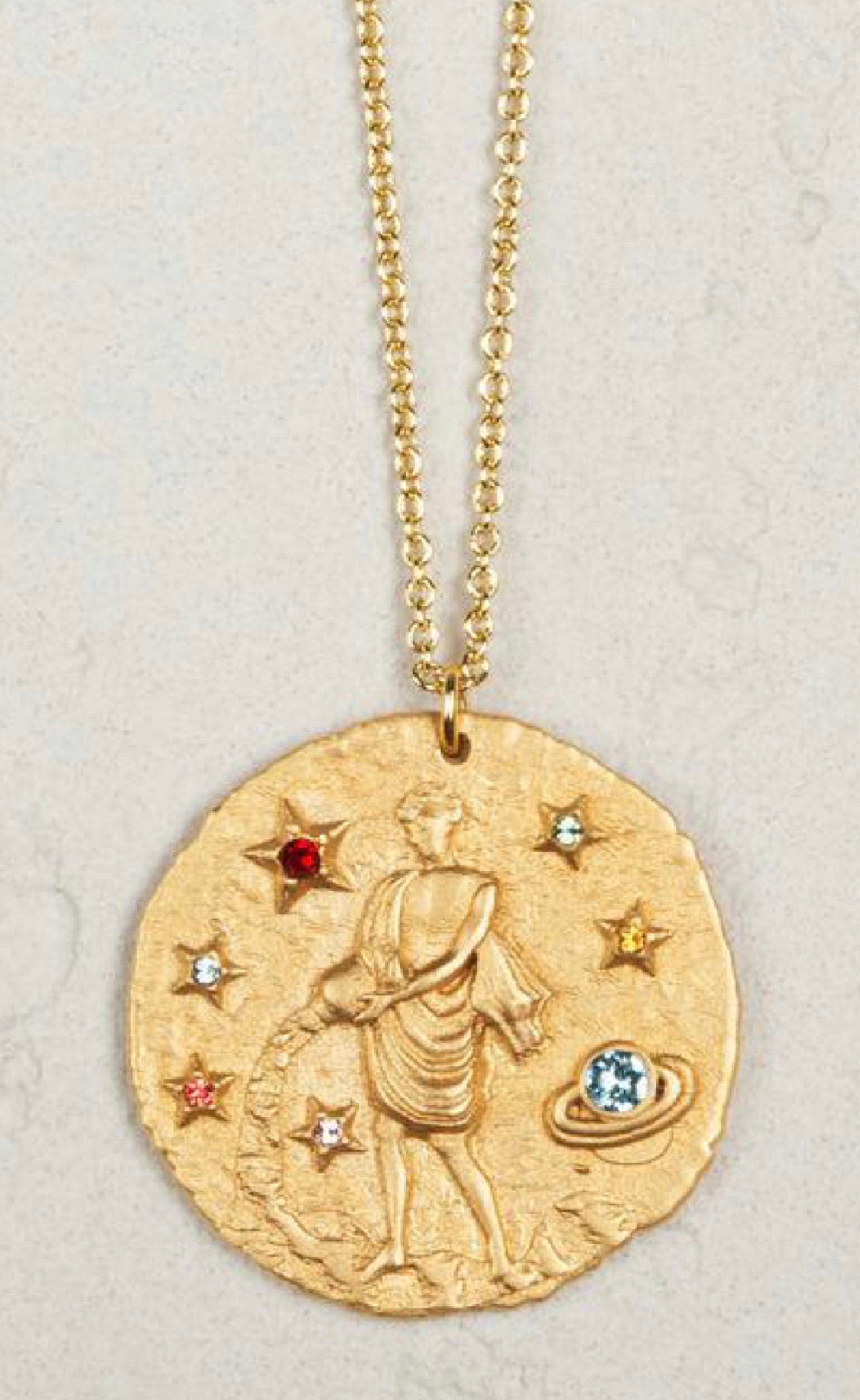 Jeweled Zodiac Coin Necklace