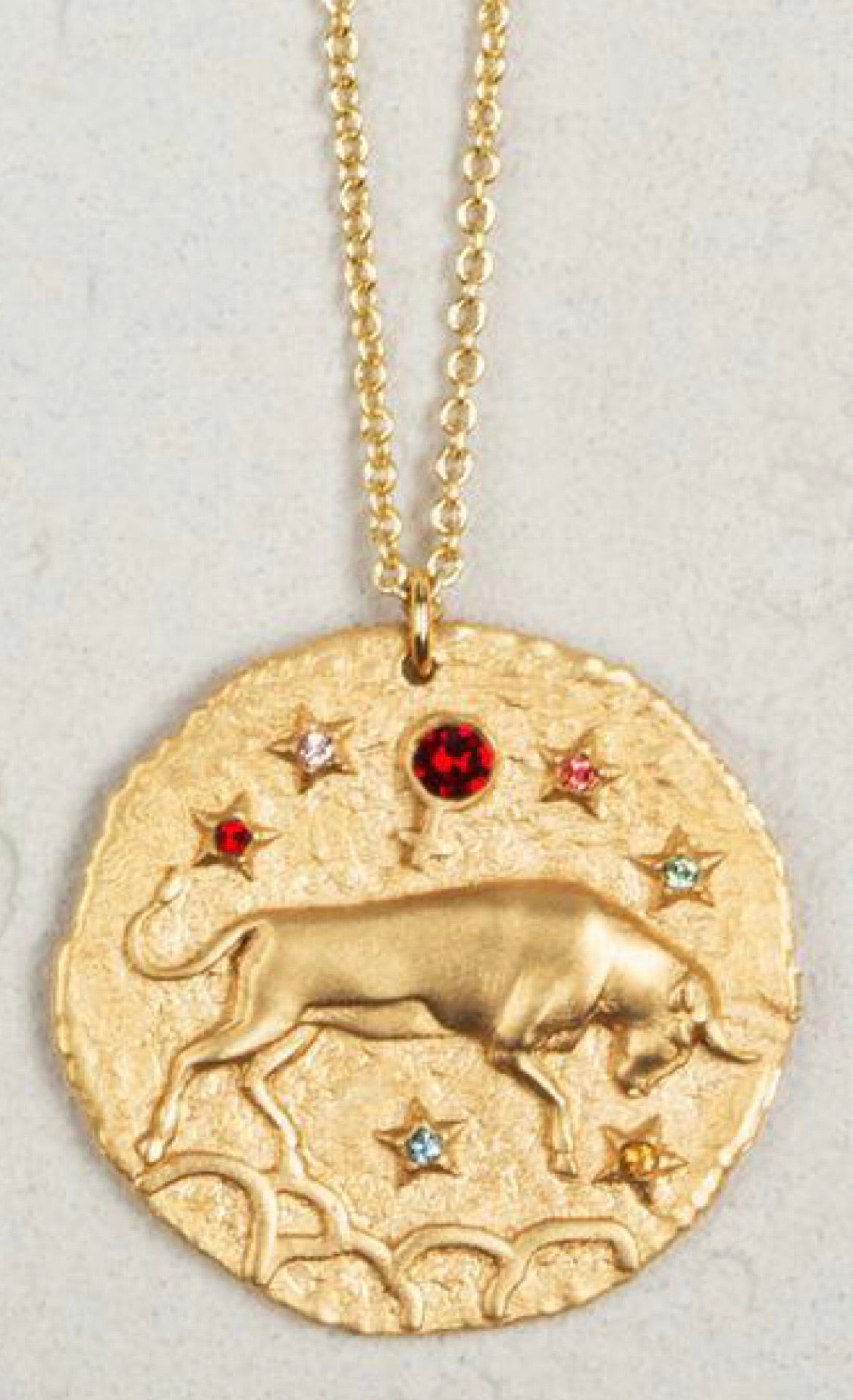 Jeweled Zodiac Coin Necklace