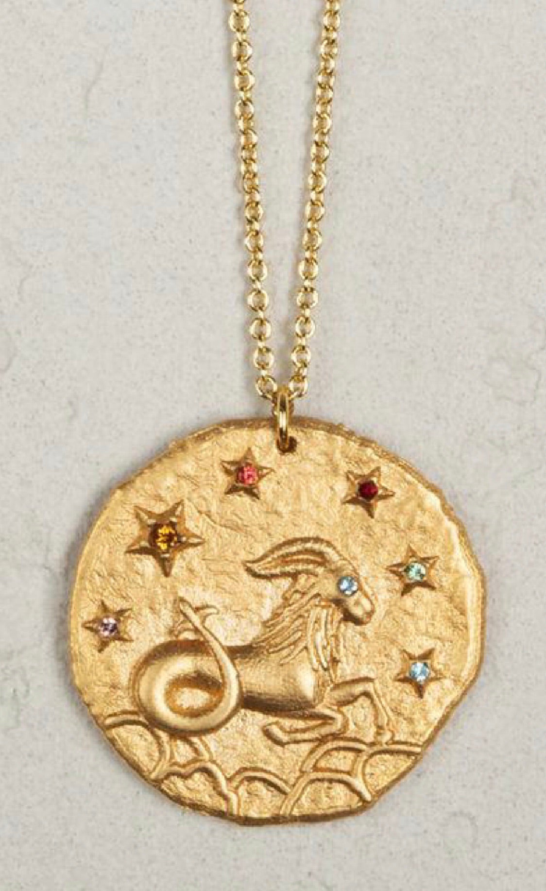 Jeweled Zodiac Coin Necklace