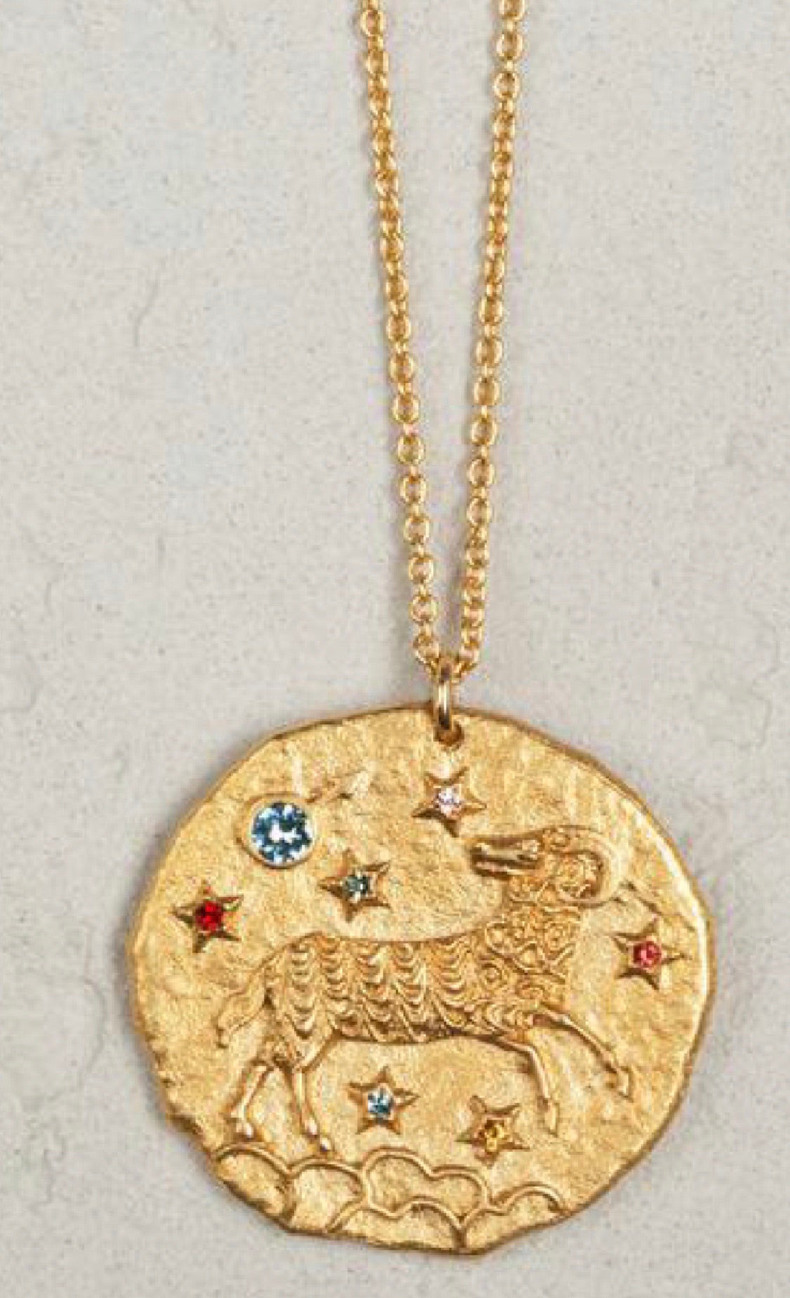 Jeweled Zodiac Coin Necklace