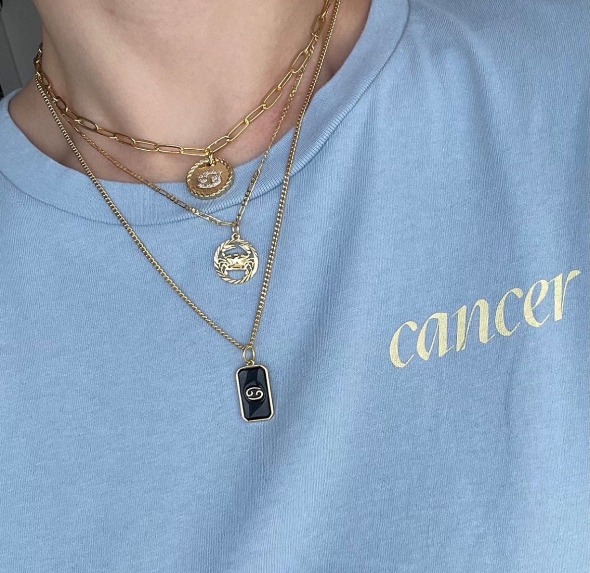 Black Enamel zodiac necklace
