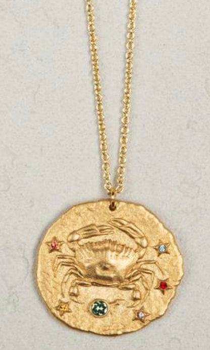 Jeweled Zodiac Coin Necklace