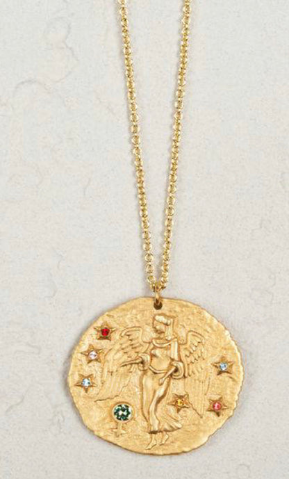 Jeweled Zodiac Coin Necklace